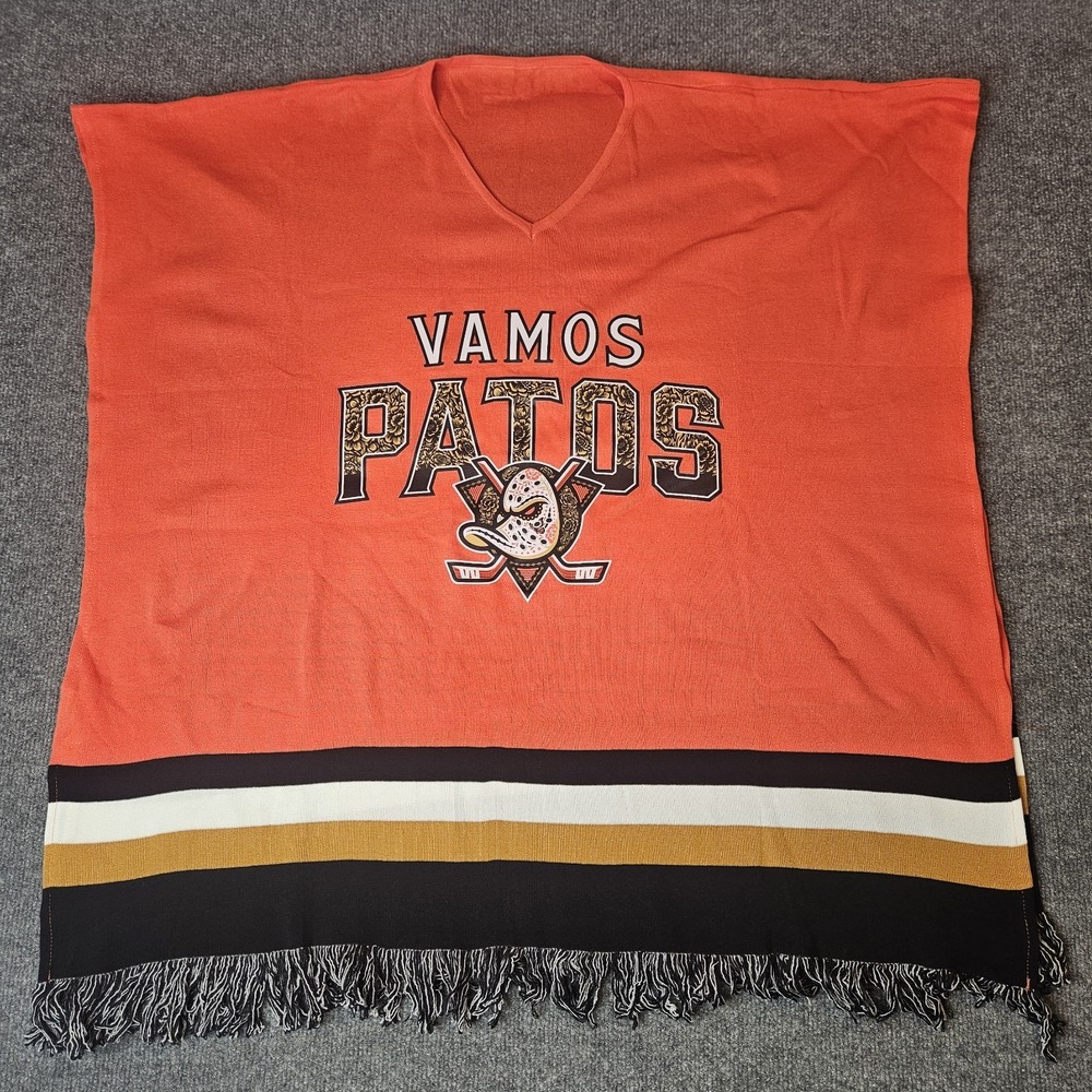 Anaheim Ducks Hockey Poncho SGA Vamos Patos Sarape One Size Orange